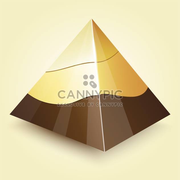 Vector illustration of golden geometric pyramid on beige background - Free vector #125739