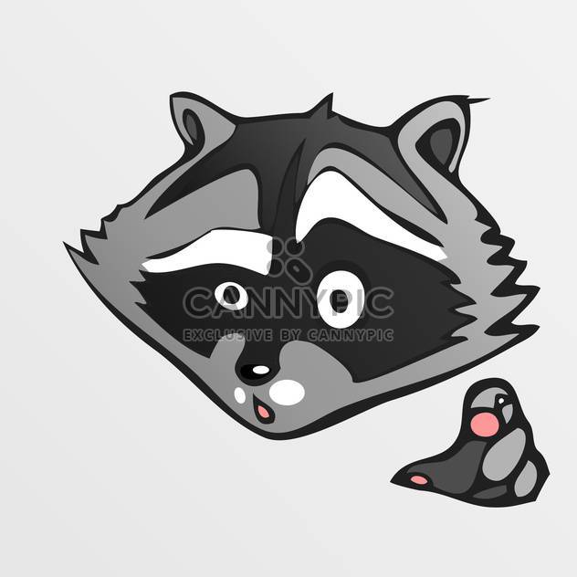 Vector illustration of cute funny raccoon on grey background - vector #125759 gratis