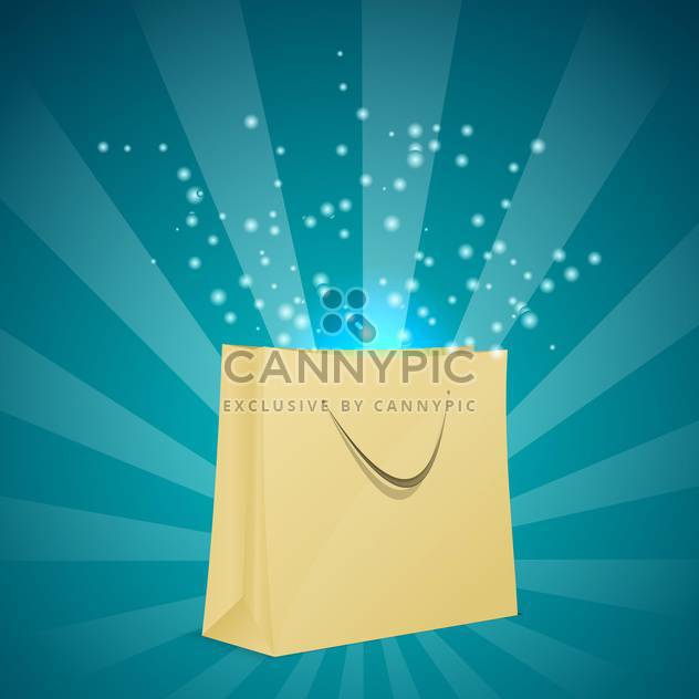 Vector illustration of magic shopping bag with sparkles on blue light background - бесплатный vector #125849