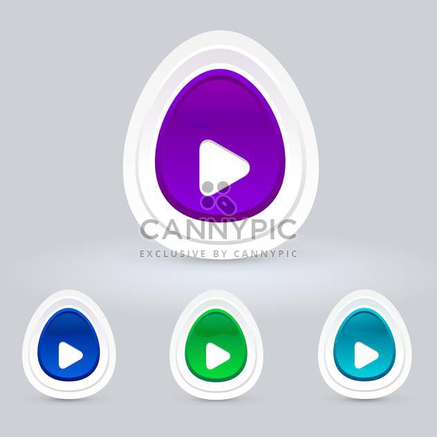Vector set of colorful egg shape play web buttons on grey background - бесплатный vector #125899