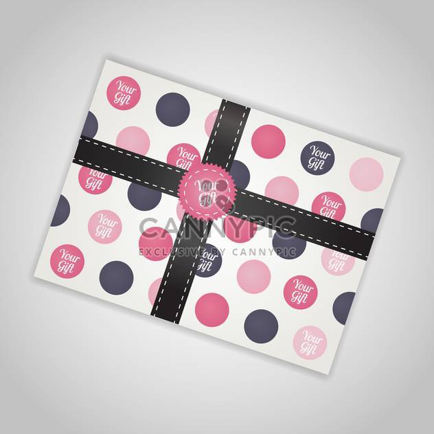 Vector illustration of gift box in colorful dots with ribbon on white background - vector gratuit #126089 