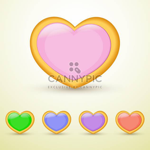 Vector set of colorful hearts on beige background - vector gratuit #126109 