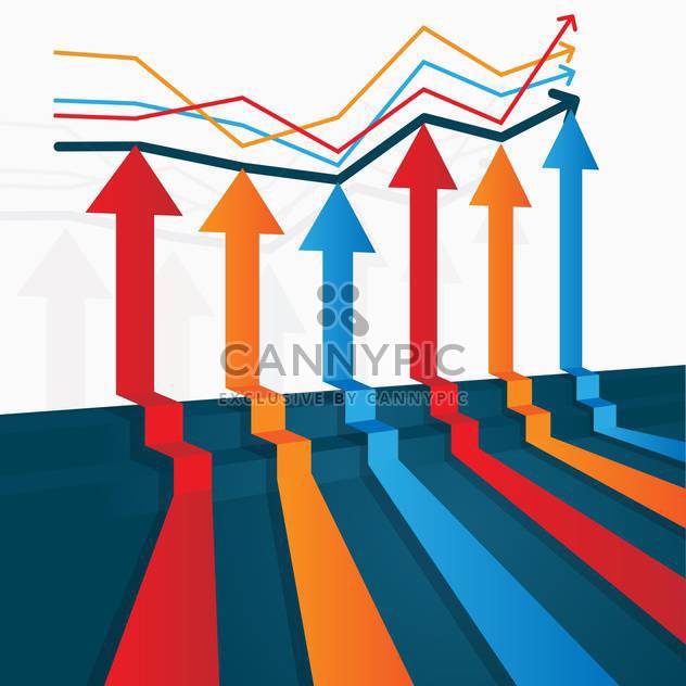 Vector illustration of colorful upwards arrows on business graph - vector gratuit #126169 
