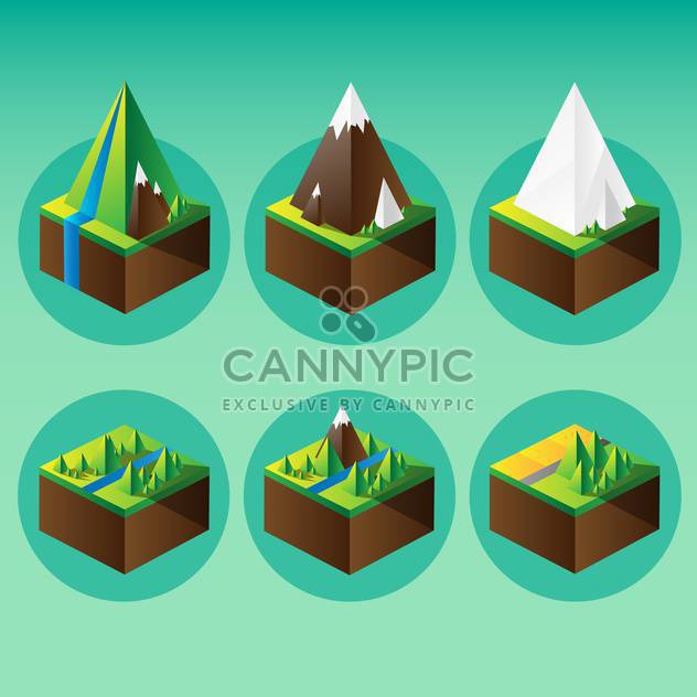Vector illustration of mountain graphic elements on green background - vector #126189 gratis