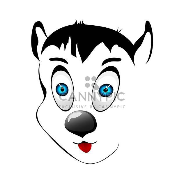 Vector illustration of cartoon dog face on white background - vector gratuit #126219 