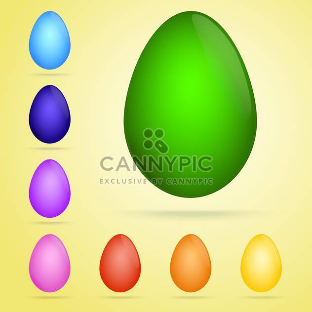 Vector set of colored tradition easter eggs on yellow background - бесплатный vector #126379