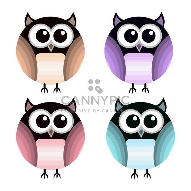 vector set of different colorful owls on white background - vector gratuit #126399 