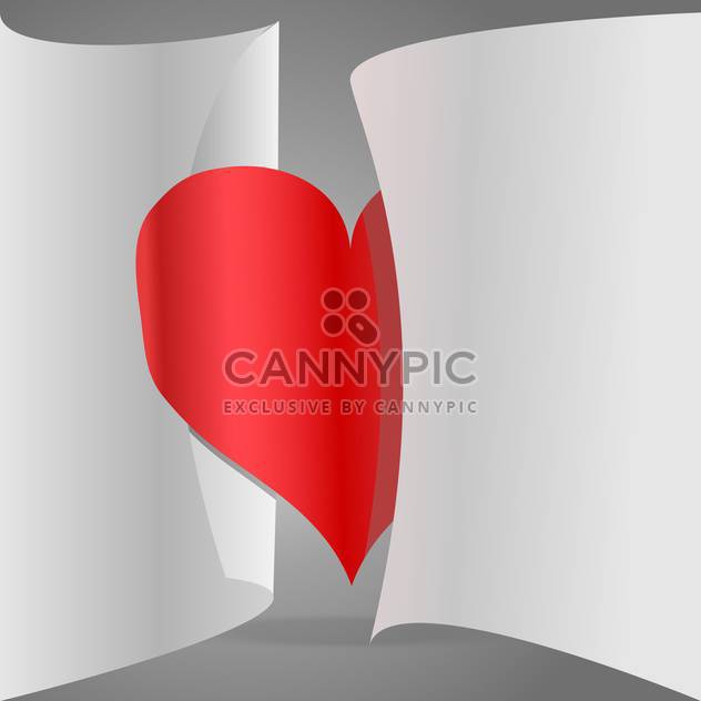 vector illustration of paper red heart on grey background - vector gratuit #126509 