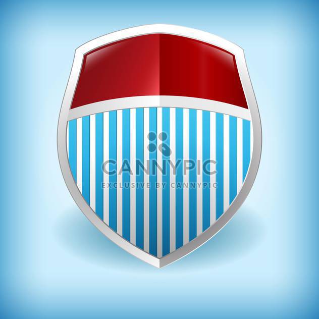 Vector illustration of metal colorful shield on blue background - Free vector #126639