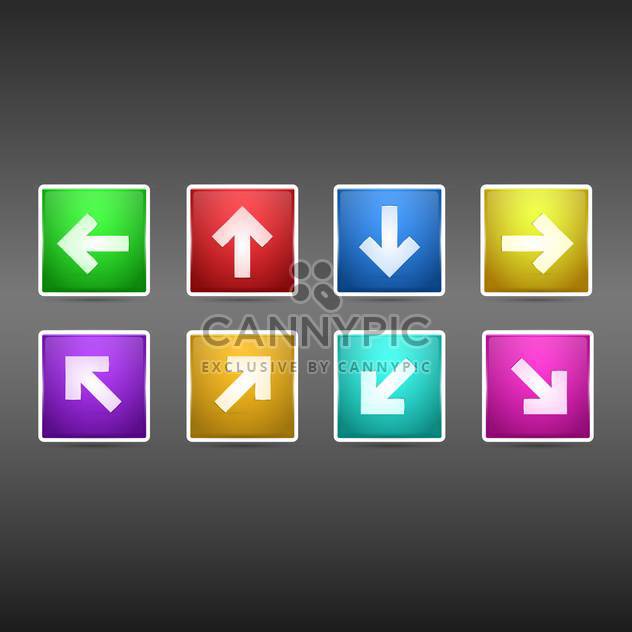 Vector set of arrows colorful buttons on dark background - Free vector #126839
