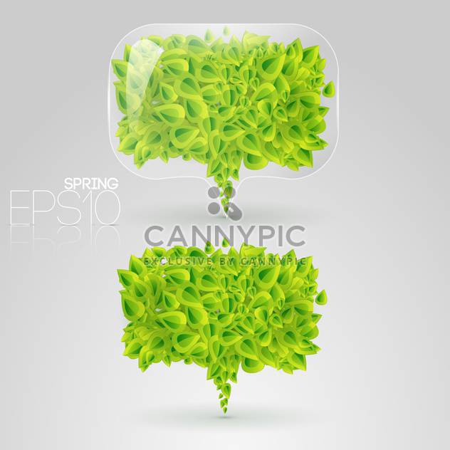speech bubbles of green leaves on grey background - vector gratuit #126969 