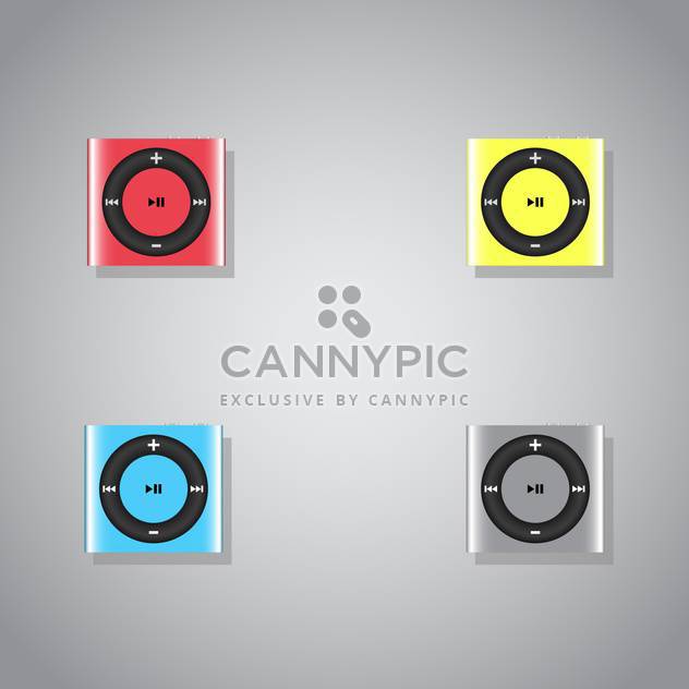 vector set of colorful mp3 players on grey background - vector #127129 gratis
