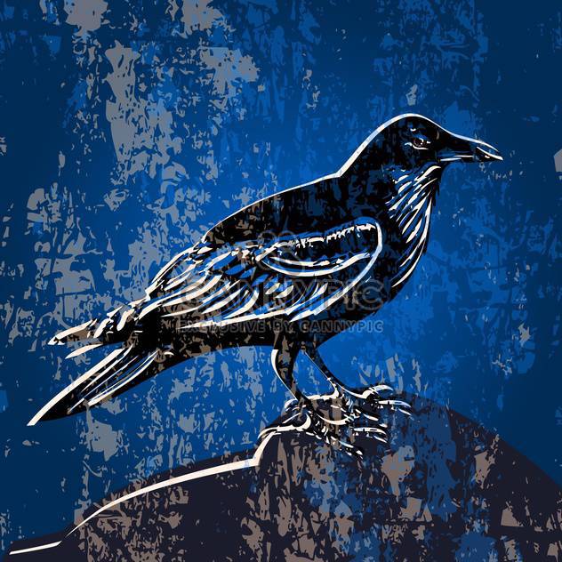 Vector grunge blue color background with crow - бесплатный vector #127219