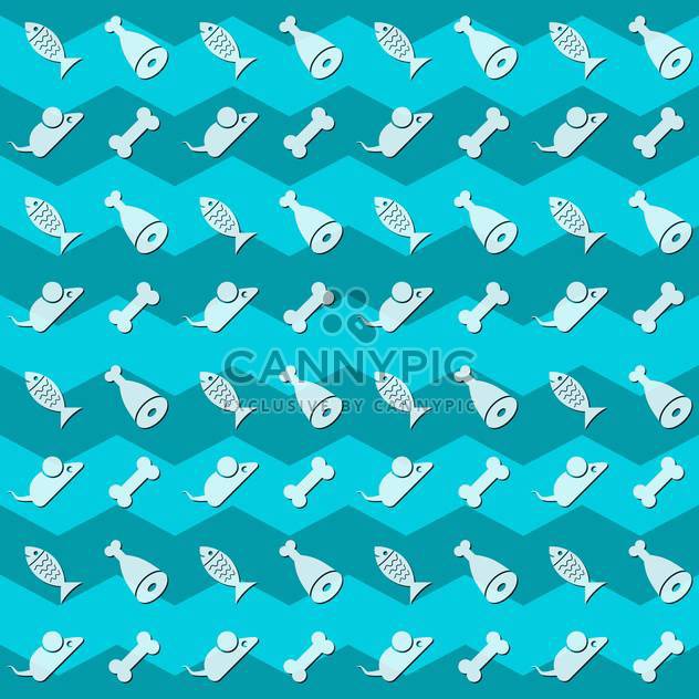 Vector seamless pattern with fish and bones with mouses on blue background - vector gratuit #127299 