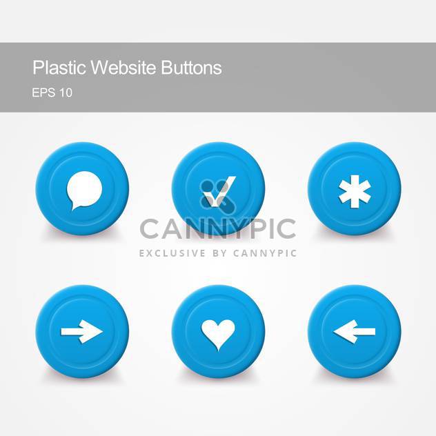 Plastic website buttons with round shaped icons on grey background - Free vector #127489