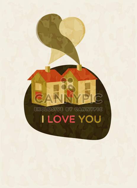 vector illustration of houses with i love you text - vector #127509 gratis