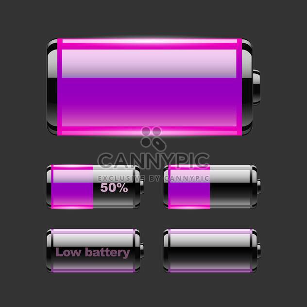 Vector set of battery charge on black background - vector gratuit #127539 
