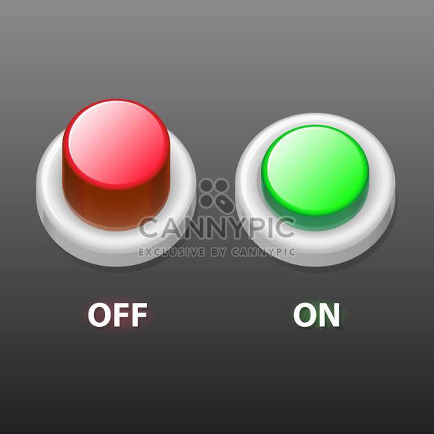 vector illustration of Off and on buttons on grey background - Free vector #127969