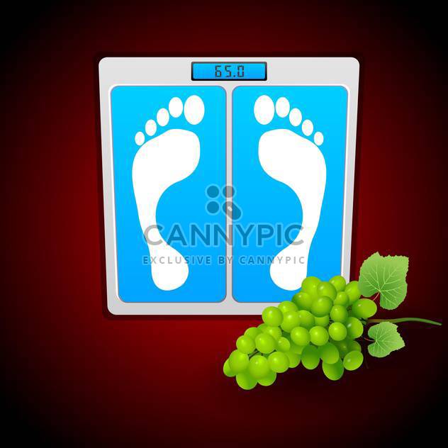 Personal bathroom scale with grape for diet or healthcare concept - Kostenloses vector #127999