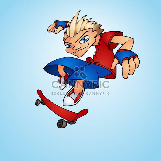 teenager riding on the skateboard - vector gratuit #128269 