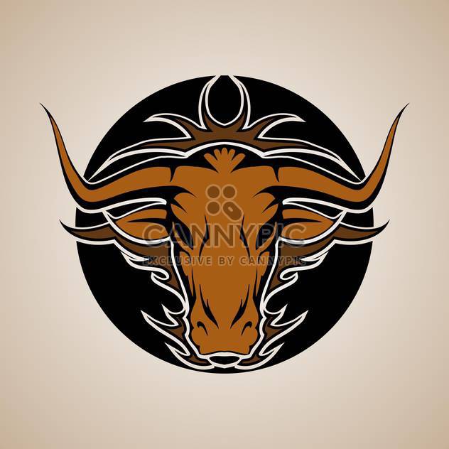Vector Illustration of Bull Graphic Mascot Head with Horns. - vector gratuit #128529 