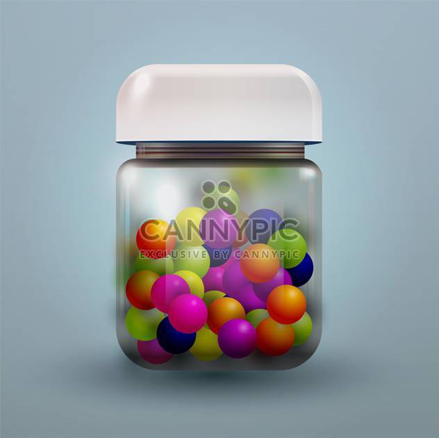Vector illustration of jar with colored candy - Free vector #128719