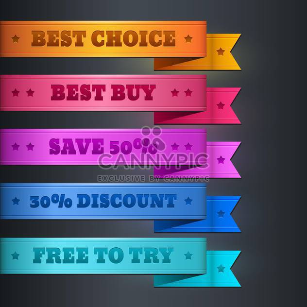 Vector set of colorful ribbon promotional products design - vector gratuit #128869 