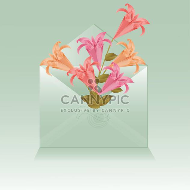 open envelope with origami flowers - vector gratuit #129199 