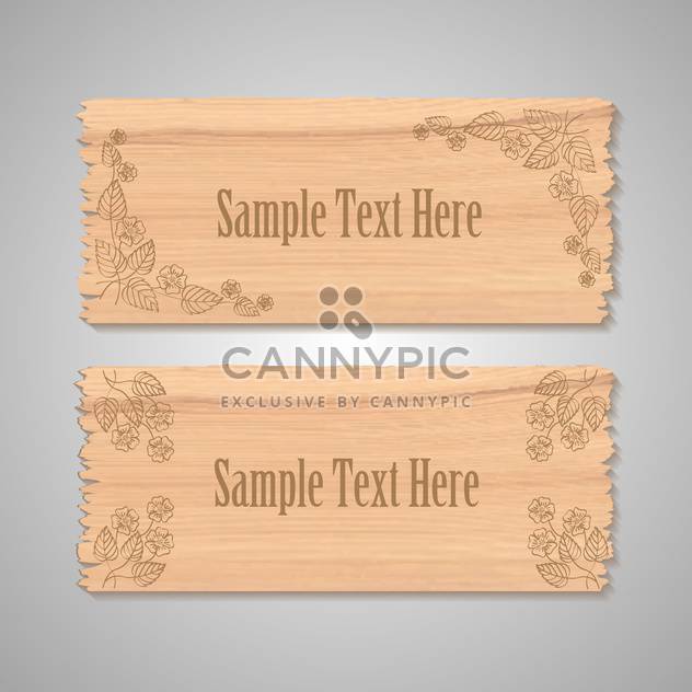 Vector wooden floral banners on gray background - Kostenloses vector #129309