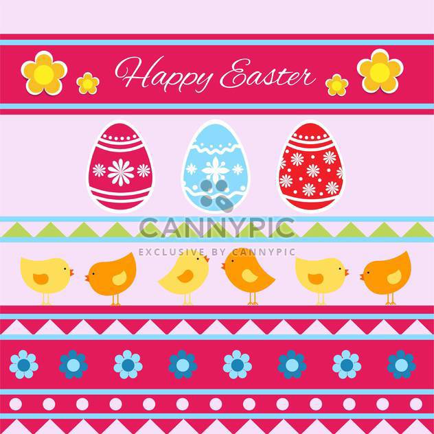 Vector Happy Easter greeting card with eggs and birds - бесплатный vector #129349