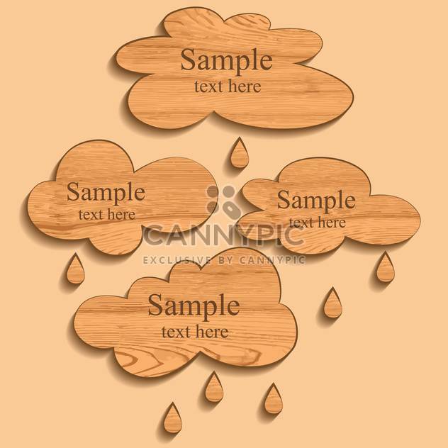 Vector wooden clouds with rain drops - Free vector #129449