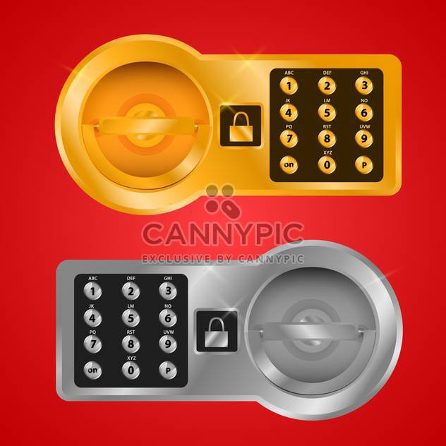 Vector illustration of bank safe cells for storage of values on red background - vector gratuit #129619 