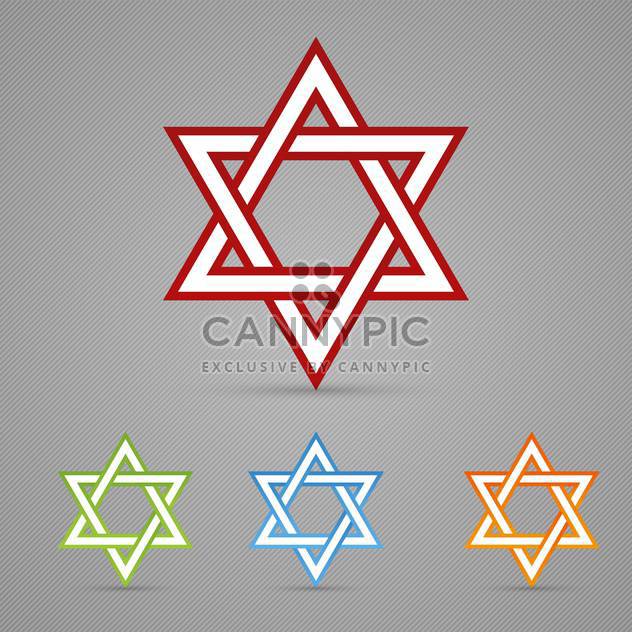 Vector set of colorful David Jewish stars on gray background - vector gratuit #129679 