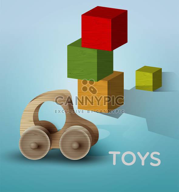 Vector illustration of children toys on blue background - Free vector #129719