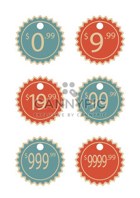 Vector set of vintage price labels isolated on white background - vector #129739 gratis