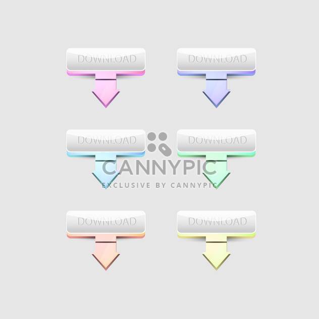Vector set of colorful download buttons on gray background - Free vector #129749