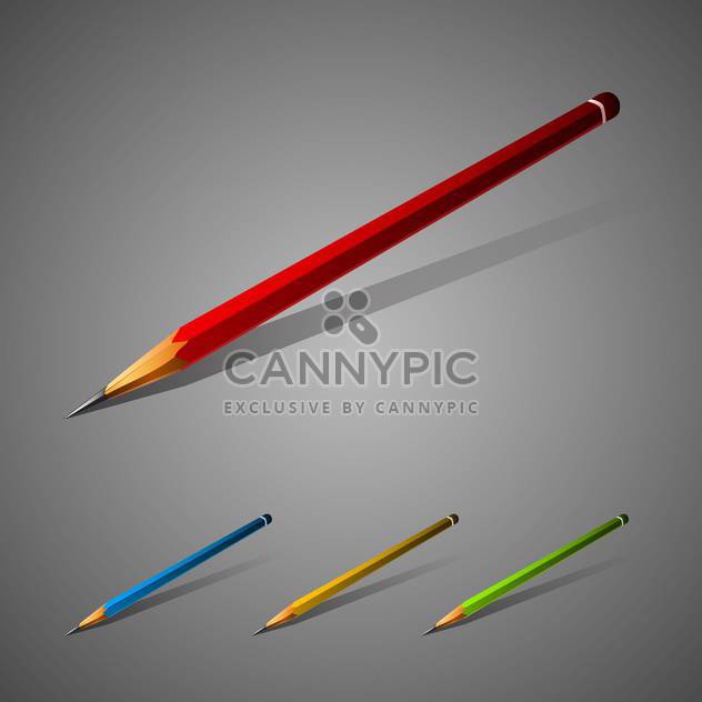 Set of vector colorful pencils on gray background - vector #129789 gratis
