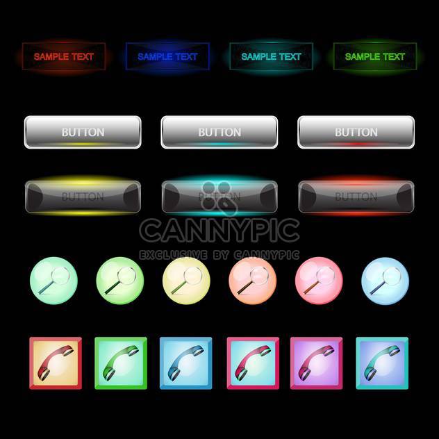 Vector set of colorful buttons on black background - vector gratuit #129799 
