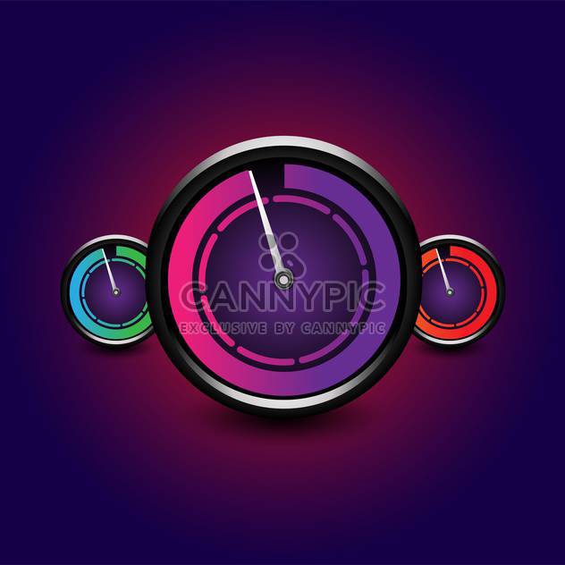 Vector set of speedometers on dark purple background - Free vector #129819