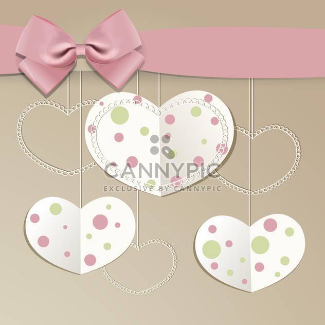 Holiday vector background with hearts and pink bow - Free vector #129959