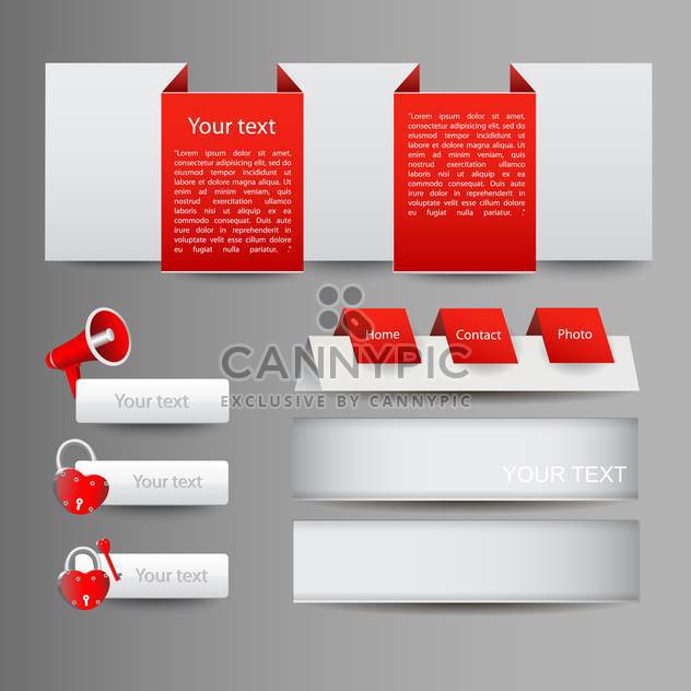 Vector set of red web elements with icons - бесплатный vector #129999