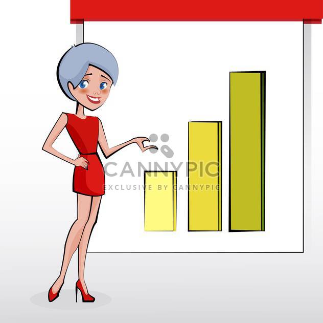 Beautiful business woman pointing to rising business trends - vector gratuit #130189 