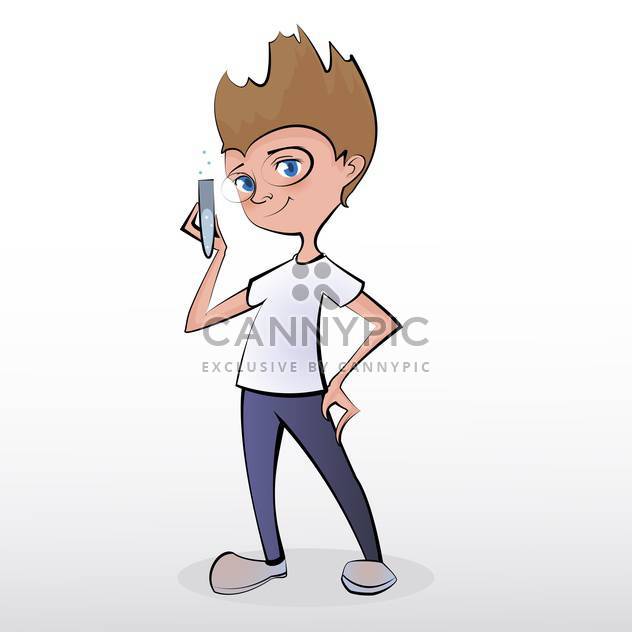 Vector illustration of boy scientist with glass flask in hand on white background - бесплатный vector #130199
