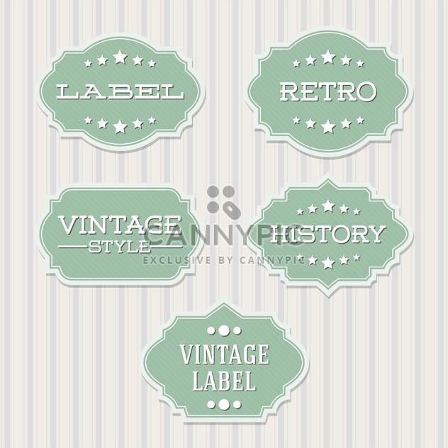 Vector vintage retro green labels on lines background - бесплатный vector #130539