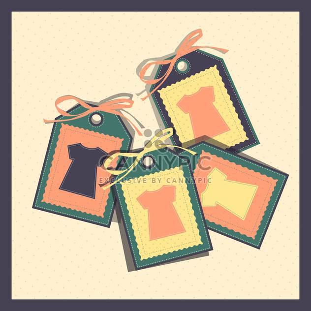 vector illustration of paper tags with t-shirts on beige background - vector gratuit #130729 