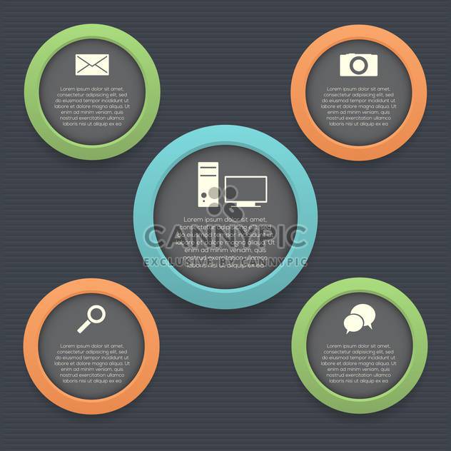 Vector round icons with information on dark background - vector gratuit #130749 
