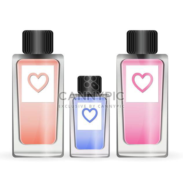 Illustration of a set from three small bottles of female perfumery of different colors - бесплатный vector #130929
