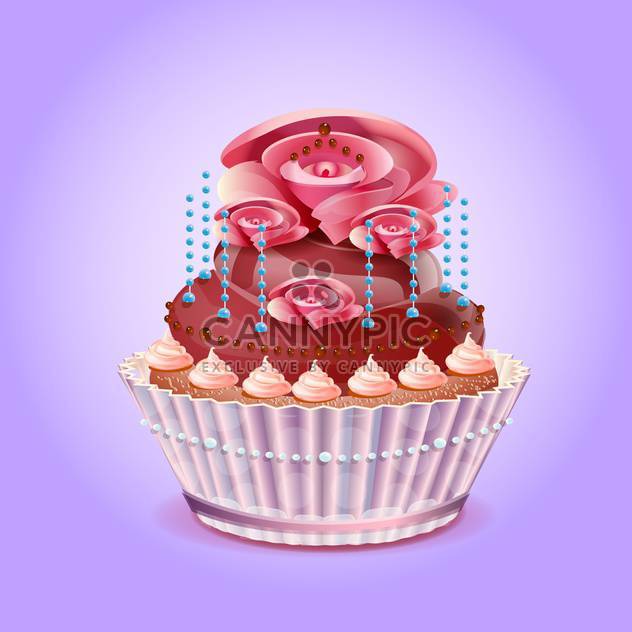 Cute and tasty birthday cake illustration - бесплатный vector #131539