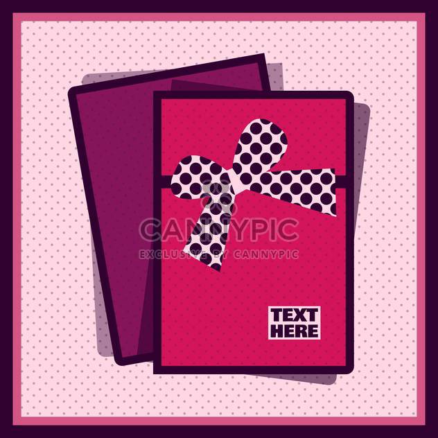 Pink card with ribbon on polka dot background - бесплатный vector #131619