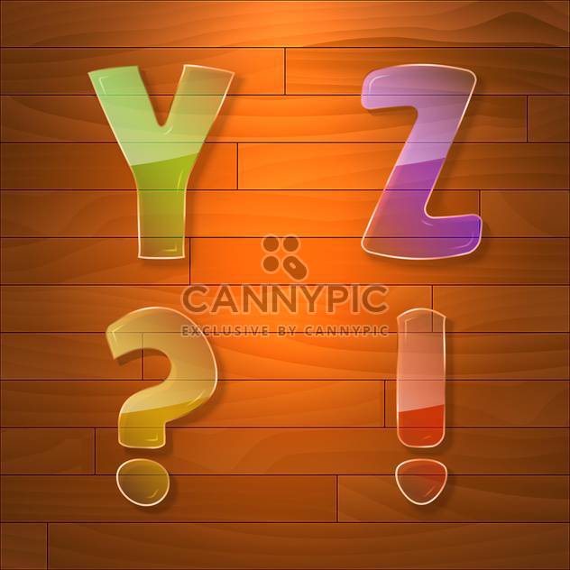 Colorful glass vector font on wooden background - Free vector #131669